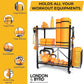 London & Byrd - No Assembly - Home Gym Storage Rack. Steel Construction, Heavy Duty Wheels, with Basket and Hooks. Great for Home Gym Equipment, Yoga mats, Kettlebells, and Small Dumbbell Storage.