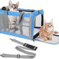 Pet Carrier for Large Cats of 20 Lbs, Collapsible Carrier Bag for Big Cat or 2 Kittens,Soft Sided Puppy Carrier with Sturdy Travel Transport Strap, Adequate Ventilation, 4 Mesh Windows (Blue)