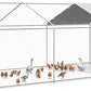 Large Metal Chicken Coop, Walk-in Chicken Run Pen with Waterproof Cover, Spire Roof Poultry Cage for Outdoor, Backyard, Farm