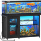 55-75 Gallon Fish Tank Stand with Power Outlets & LED Light, Reversible Heavy Duty Metal Aquarium Stand with Cabinet for Fish Tank Accessories Storage, Turtle/Reptile Terrariums, Black
