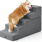 Made4Pets Dog Stairs for High Bed, Extra Wide Pet Stairs for Bed Couch Sofa, 35D Foam Pet Steps for Small Dogs and Cats, Non-Slip Bottom Dog Steps, Grey, 5 Steps