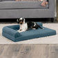 Furhaven Cooling Gel Dog Bed for Medium/Small Dogs w/ Removable Bolsters & Washable Cover, For Dogs Up to 35 lbs - Pinsonic Quilted Paw L Shaped Chaise - Bluestone, Medium