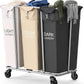 PLKOW Laundry Sorter 3 Section, 220L Large Laundry Cart with Wheels 3 Hamper Laundry Sorter with Steel Frame and Removable Bag, Rolling Laundry Cart for Home, Laundry Room, Hotel, 6 Bushel