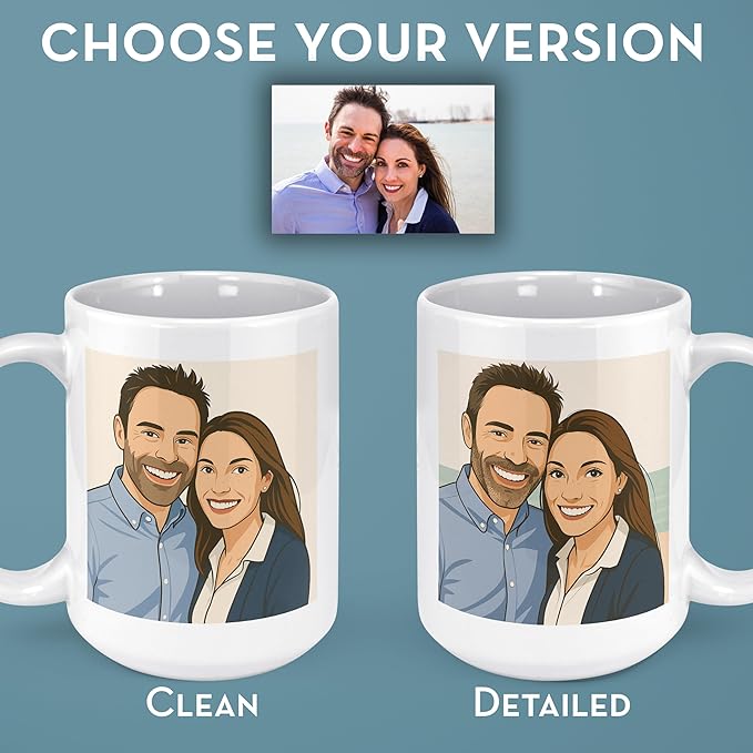 Personalized Coffee Mug, Custom Drawing Portrait Gift, Funny Customized Coffee Gift for Men & Women, Custom Mugs with Pictures, Red 15oz Customized Ceramic Tea Cup