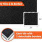 SUPERJARE 0.4'' Thick 12 Pcs 48 Sq Ft Rubber Top Exercise Equipment Mats, High Density EVA Foam Mats with Rubber Top, Interlocking Gym Flooring for Home Gym, Protective Workout Mat, Black/Grey