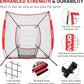 7x7 ft Baseball Net for Batting Pitching Hitting, Softball Pitching Net with Strike Zone, Tee, Ball Caddy, Softball Batting Net Baseball Training Equipment for Kids Adult Youth Sport Practice