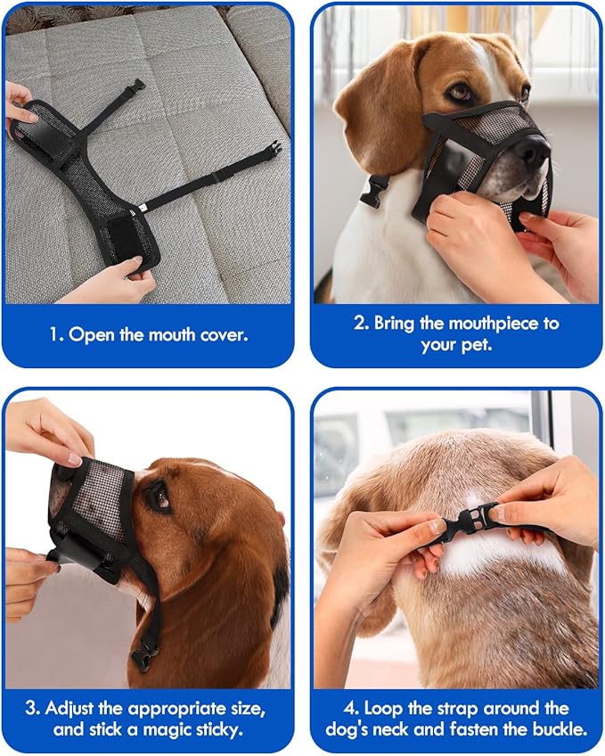 Dog Muzzle, Soft Air Mesh Muzzle for Small Medium Large Dogs Anti Biting Barking Chewing, Breathable Drinkable Adjustable Loop Pets Muzzle for German Shepherd Husky Labrador Retriever (Black,M)