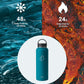 BUZIO 40 oz Water Bottle Insulated with Straw & 3 lid and Carrying Pouch, Leak Proof Anti-Slip Stainless Steel Water Flask Jug, Cold for 48 Hrs Double Vacuum Thermo Canteen, BPA-Free, Dark Blue