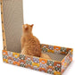 Set of 2 Cardboard Cat Scratchers, 6 Pcs Corrugated Cat Scratch Pad with 2 Boxes, Cute Reversible Kitty Sofa Bed, Refillable Wave Shaped Lounge, Interactive Kitten Toy for Indoor Cats