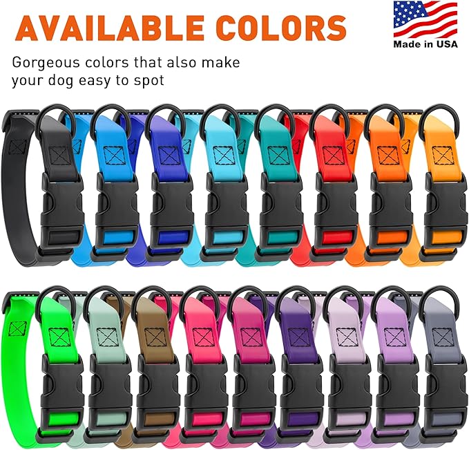 Dogline Biothane Waterproof Dog Collar with Quick Release Buckle Strong Coated Nylon Webbing with Odor- Proof for Easy Care Easy to Clean Fits Small Medium or Large Dogs, Teal 3/4" W 12-19" L