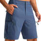 Pudolla Men's Hiking Cargo Shorts 9" Lightweight Outdoor Work Shorts for Men Travel Golf Camping Casual with 5 Zipper Pockets