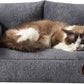 Hollypet Fluffy Plush Dog Cat Pet Couch Soft Calming Sofa Bed for Medium Small Cats and Dogs, Gray