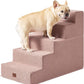 EHEYCIGA Dog Stairs for High Bed 22.5" H, 5-Step Dog Steps for Bed, Pet Steps for Small Dogs and Cats, Non-Slip Balanced Pet Ramp Indoor, Pink