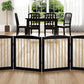 Freestanding Pet Gate for Dogs, Foldable Wooden Dog Gate for House, Indoor Dog Gate for Stairs, Doorways, Step Over Pet Puppy Safety Fence, 80 Inch Wide, 4 Panels 24", Black & Gold