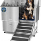 KANIS Professional Dog Washing Station - 304 Stainless Steel Pet Wash Sink & Grooming Bath Tub for Home with Ramp, Shower, Floor Grate, Storage Drawer, Faucet, Drain Kit for Large, Medium & Small Pets