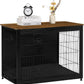 DWANTON Dog Crate Furniture with Cushion, Wooden Kennel Table with Double Doors, Indoor Dog House, Large Size, 38.5" L, Black+Warm Brown