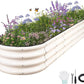 Galvanized Raised Garden Bed - 8x2x1FT Metal Planter Boxes Outdoor | Oval Steel Raised Bed Kit for Gardening with Protective Tape, Bracing Rods, Gloves for Vegetables, Flower, Herb (White)
