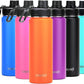 DRINCO Stainless Steel Water Bottle Spout Lid Vacuum Insulated Double Wall Water Bottle Wide Mouth (40oz 32oz 22oz 18oz 14oz) Leak Proof Keep Cold Sport Camping Hiking (22 oz, 22oz Orange)