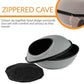 K&H Pet Products Unheated Kitty Mod Dream Pod Cat Bed for Large Cats or Small Dogs, Indoor Covered Privacy Cave, Collapsible, Easy Clean Washable Cushion - Unheated Round 22in Gray/Black