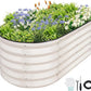 Galvanized Raised Garden Bed - 4x2x1.4FT Metal Planter Boxes Outdoor | Oval Steel Raised Bed Kit for Gardening with Protective Tape, Gloves for Vegetables, Flower, Herb (White)