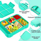 Bento Box Adult Lunch Box, Bento Box Lunch Box Snack Containers for Kid/Adult/Toddler, 6 Compartment Bento Lunch Box for Kids,Microwave & Dishwasher & Freezer Safe(Green)