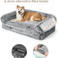 EHEYCIGA Foldable Human Dog Bed, Orthopedic Memory Foam Human Sized Dog Bed, Waterproof Pet Bed for People, Faux Fur Pet Couch for Adult, Faded Black, 72"x44"x11"