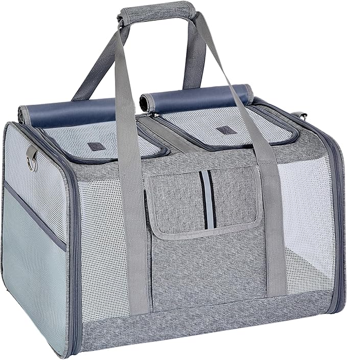 Cat Carrier for 2 Cats – Large Soft-Sided Pet Travel Carrier, Dual Compartments, Privacy Protection, Dog Carrier for Small/Medium Dogs, Home & Outdoor Use