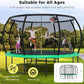 10 12 14 15 16FT Outdoor Trampolines for Kids and Adults, Pumpkin Trampoline with Curved Poles, Recreational Trampoline with Basketball Hoop and Safety Enclosure Net for Kids and Adults
