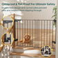 Cumbor 29.2-43" No Bottom Bar Baby Gate for Stairs, 2-in-1 Hardware Mounted Dog Gate Indoor, Pet Gate for Doorways with Large Walk Thru Door, Child-Proof Safety Gate for Top & Bottom of Stairs (Brown)