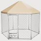 Outdoor Dog Kennel with Cover, Large Dog Run Fence House Big Cage Pen Enclosure, Heavy Duty Dogs Play Cage Pen Kennel (110" L x 95" W x 92.8" H)