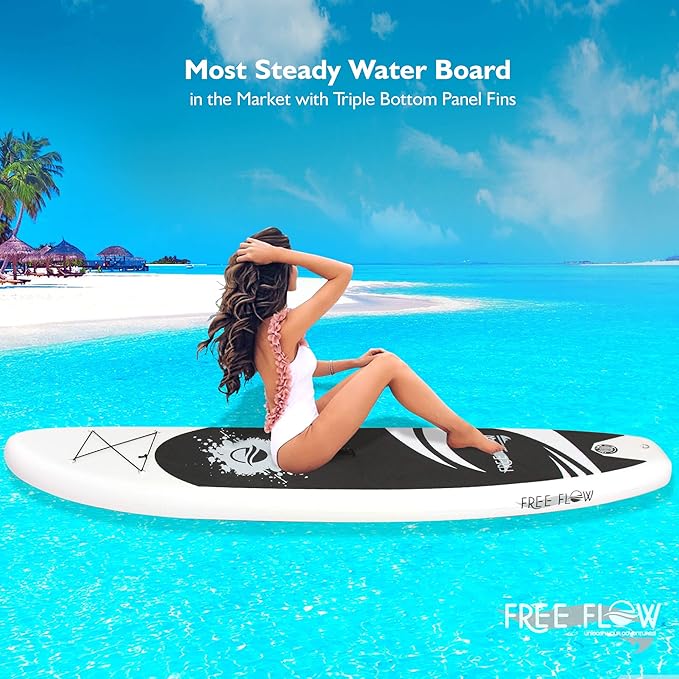 SereneLife Inflatable Stand Up Paddle Board with Premium SUP Accessories – Wide Stable Design with Non-Slip EVA Deck Pad for Adults and Youth of All Skill Levels