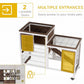 PawHut Wooden Rabbit Hutch Elevated Bunny Cage Indoor Small Animal Habitat with Enclosed Run with Wheels, Ramp, Removable Tray Ideal for Guinea Pigs, Brown