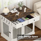 40 Inch Furniture-Style Dog Crate-Multipurpose Wood Pet Crate Furniture with Double Doors,2 Drawers, Decorative Dog House Indoor for Smal/Medium Dogs, White Finish