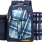Apollo Walker Picnic Backpack Bag for 2 Person with Cooler Compartment, Detachable Bottle/Wine Holder, Fleece Blanket, Plates and Cutlery (Blue)
