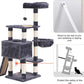 Heybly Cat Tree, Cat Tower for Indoor Cats with Scratching Board, Multi-Level Cat Furniture Condo with Feeding Bowl, Smoky Gray HCT010G