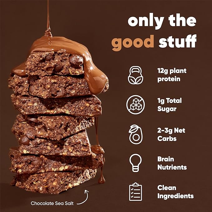 IQBAR Brain and Body Plant Protein Bars - Chocolate Lovers Variety - 36-Count Low Carb - Gluten Free, High Fiber, Vegan Snacks - Low Sugar Meal Replacement