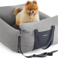 Lesure Small Dog Car Seat for Small Dogs - Soft Dog Booster Seat for Car with Storage Pocket and Clip-On Safety Leash and Thickened Memory Foam Filling, Pet Carseat Travel Carrier Bed, Grey