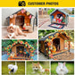 Aivituvin Dog House with Insulated Liner Outdoor All-Around Iron Frame Dog Kennel Outside with Overhang Roof Large Porch Weatherproof