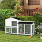 PawHut 62" Rabbit Hutch, Wooden Bunny Hutch, Guinea Pig Cage, Small Animal Enclosure with Run Area, Removable Tray, Asphalt Roof, Lockable Doors and Ramp, for Rabbits, Chickens, Ducks, White