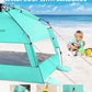 OutdoorMaster Beach Tent with Blackout Shelter Technology, Portable Beach Shade Sun Shelter Canopy for 4-6 Person with UPF 50+ UV Protection, Easy Setup Pop Up Tent Family Size