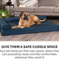 Furhaven Cooling Gel Dog Bed for Medium/Small Dogs w/ Removable Bolsters & Washable Cover, For Dogs Up to 35 lbs - Plush & Almond Print L Shaped Chaise - Blue Almonds, Medium