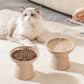 vancasso Ceramic Elevated Cat Bowls 2-Pack - 6.2" Extra Wide Raised Cat Food & Water Dishes, 5.1" Optimal Height Anti-Whisker Fatigue Shallow Bowls for Cats/Kittens/Dogs, Lead & Cadmium Free (Brown)