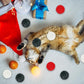 LEIFIDE 12 Pieces Real Rabbit Fur Pom Pom Kitty Cat Toy Fluffy Cat Balls Soft Fuzzy Balls for Kitty Pets Kitten Chase Quiet Play, 3 Inches in Diameter(Red,White,Green)