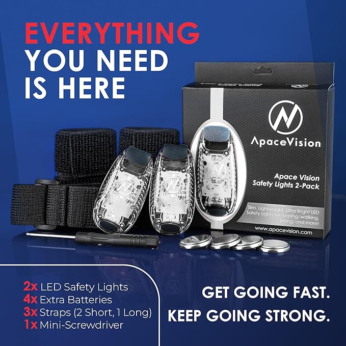 LED Safety Light (2 Pack) - Clip On Strobe/Running Lights for Runners, Dog, Bike, Walking, Boat, Kayak, Stroller and More - High Visibility Accessories for Your Reflective Gear, Bicycle