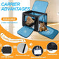 Petskd Extra Large Cat Carrier with Wheels and Litter Box 24"x17"x17" for Large Cat or 2 Small Cats, Collapsible Soft Sided Pet Carrier for Car Travel with Lockable Safety Zippers(Black)