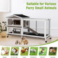 GUTINNEEN Rabbit Cage Indoor Bunny Hutch with Chew-Proof Ramp - 2 Story Guinea Pig Cages Outdoor with 6 Wheels, Leakproof Pull-Out Tray for Rabbits, Guinea Pigs (Brown)