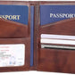 Real Leather Wallet Functional RFID Bifold Passport Holder Travel (Coffee)