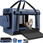 Petskd Extra Large Cat Carrier for 55LBS Pet Car Travel with Litter Box, 24"x17"x17" Soft Large Cats or Medium Dog Carrier with 5 Breathable Mesh Windows and Locking Zippers for Long Distance(Blue)