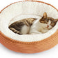Love's cabin Round Donut Cat and Dog Cushion Bed, 20in Pet Bed for Cats or Small Dogs, Anti-Slip & Water-Resistant Bottom, Super Soft Durable Fabric Pet beds, Washable Luxury Cat Dog Bed Orange Stripe