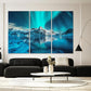Nature Wall Art Prints - Ocean Forest Mountain Lake Canvas Landscapes - Small to Extra Large Living Room Bedroom Kitchen Bathroom Décor (Northern Lights Over Lake, 31L" x 47W" - 3 Panels)